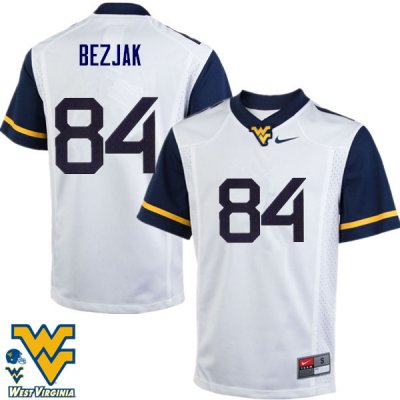 Men's West Virginia Mountaineers NCAA #84 Matt Bezjak White Authentic Nike Stitched College Football Jersey PG15I56DT